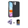 MARSİLYAN™- iPhone 11 Kılıf Doruk Serisi - Siyah Buffer Hayalet Cam Ekran Koruyucu + Raze Metal Kamera Lens - MR
