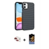 MARSİLYAN™- iPhone 11 Kılıf Doruk Serisi - Siyah Buffer Hayalet Cam Ekran Koruyucu + Pers Alüminyum Kamera Lens - KI