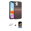 MARSİLYAN™- iPhone 11 Kılıf Doruk Serisi - Siyah Buffer Hayalet Cam Ekran Koruyucu + Renkli Kamera Lens Koruma Cam - SI