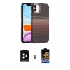 MARSİLYAN™- iPhone 11 Kılıf Doruk Serisi - Siyah Buffer Hayalet Cam Ekran Koruyucu + PVD Metal Kamera Lens - TU
