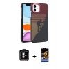 MARSİLYAN™- iPhone 11 Kılıf Doruk Serisi - Siyah Buffer Hayalet Cam Ekran Koruyucu + PVD Metal Kamera Lens - TU
