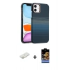 MARSİLYAN™- iPhone 11 Kılıf Doruk Serisi - Siyah Buffer Hayalet Cam Ekran Koruyucu + Renkli Kamera Lens Koruma Cam - TU