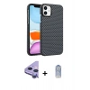 MARSİLYAN™- iPhone 11 Kılıf Doruk Serisi - Siyah Joko Magic 5D Cam + Mor Raze Metal Kamera Lens