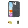 MARSİLYAN™- iPhone 11 Kılıf Doruk Serisi - Siyah Joko Magic 5D Hayalet Cam + Rainbow Kamera Lens Koruma Cam - KI