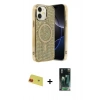 MARSİLYAN™- iPhone 11 Kılıf Eksen Çizgi - Şeffaf 360 Full Body Arka Koruyucu + Kırmızı Rainbow Kamera Lens Koruma Cam