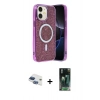 MARSİLYAN™- iPhone 11 Kılıf Eksen Çizgi - Şeffaf 360 Full Body Arka Koruyucu + Pers Alüminyum Kamera Lens - LT