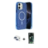 MARSİLYAN™- iPhone 11 Kılıf Eksen Çizgi - Şeffaf 360 Full Body Arka Koruyucu + Pers Alüminyum Kamera Lens - LT