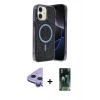 MARSİLYAN™- iPhone 11 Kılıf Eksen Çizgi - Şeffaf 360 Full Body Arka Koruyucu + Raze Metal Kamera Lens - MR