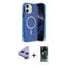 MARSİLYAN™- iPhone 11 Kılıf Eksen Çizgi - Şeffaf 360 Full Body Arka Koruyucu + Raze Metal Kamera Lens - MR