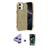 MARSİLYAN™- iPhone 11 Kılıf Eksen Çizgi - Şeffaf 360 Full Body Arka Koruyucu + Raze Metal Kamera Lens - MR