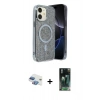 MARSİLYAN™- iPhone 11 Kılıf Eksen Çizgi - Şeffaf 360 Full Body Arka Koruyucu + Pers Alüminyum Kamera Lens - GI