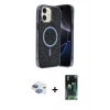 MARSİLYAN™- iPhone 11 Kılıf Eksen Çizgi - Şeffaf 360 Full Body Arka Koruyucu + Pers Alüminyum Kamera Lens - GI