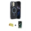 MARSİLYAN™- iPhone 11 Kılıf Eksen Çizgi - Şeffaf 360 Full Body Arka Koruyucu + Rainbow Kamera Lens Koruma Cam - KI