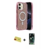 MARSİLYAN™- iPhone 11 Kılıf Eksen Çizgi - Şeffaf 360 Full Body Arka Koruyucu + Rainbow Kamera Lens Koruma Cam - KI