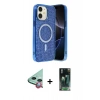 MARSİLYAN™- iPhone 11 Kılıf Eksen Çizgi - Şeffaf 360 Full Body Arka Koruyucu + Raze Metal Kamera Lens - KI