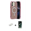 MARSİLYAN™- iPhone 11 Kılıf Eksen Çizgi - Şeffaf 360 Full Body Arka Koruyucu + Renkli Kamera Lens Koruma Cam - PE