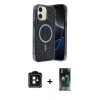 MARSİLYAN™- iPhone 11 Kılıf Eksen Çizgi - Şeffaf 360 Full Body Arka Koruyucu + PVD Metal Kamera Lens - SH