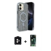 MARSİLYAN™- iPhone 11 Kılıf Eksen Çizgi - Şeffaf 360 Full Body Arka Koruyucu + PVD Metal Kamera Lens - TU