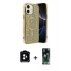 MARSİLYAN™- iPhone 11 Kılıf Eksen Çizgi - Şeffaf 360 Full Body Arka Koruyucu + PVD Metal Kamera Lens - TU