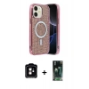 MARSİLYAN™- iPhone 11 Kılıf Eksen Çizgi - Şeffaf 360 Full Body Arka Koruyucu + PVD Metal Kamera Lens - TU