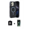 MARSİLYAN™- iPhone 11 Kılıf Eksen Çizgi - Şeffaf 360 Full Body Arka Koruyucu + PVD Metal Kamera Lens - TU