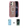 MARSİLYAN™- iPhone 11 Kılıf Eksen Çizgi - Şeffaf 360 Full Body Arka Koruyucu + Neon Fosforlu Kamera Lens - YL