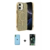 MARSİLYAN™- iPhone 11 Kılıf Eksen Çizgi - Şeffaf 360 Full Body Arka Koruyucu + Neon Fosforlu Kamera Lens - YL
