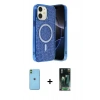 MARSİLYAN™- iPhone 11 Kılıf Eksen Çizgi - Şeffaf 360 Full Body Arka Koruyucu + Neon Fosforlu Kamera Lens - YL