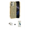 MARSİLYAN™- iPhone 11 Kılıf Eksen Çizgi - Şeffaf Pasifik Cam Ekran Koruyucu + Pers Alüminyum Kamera Lens - GD