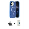 MARSİLYAN™- iPhone 11 Kılıf Eksen Çizgi - Şeffaf Pasifik Cam Ekran Koruyucu + Kamera Lens Koruma Cam - SF
