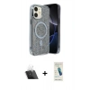 MARSİLYAN™- iPhone 11 Kılıf Eksen Çizgi - Şeffaf Pasifik Cam Ekran Koruyucu + Kamera Lens Koruma Cam - SF