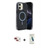 MARSİLYAN™- iPhone 11 Kılıf Eksen Çizgi - Şeffaf Pasifik Cam Ekran Koruyucu + Kırmızı Pers Alüminyum Kamera Lens