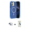 MARSİLYAN™- iPhone 11 Kılıf Eksen Çizgi - Şeffaf Pasifik Cam Ekran Koruyucu + Pers Alüminyum Kamera Lens - LT