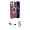 MARSİLYAN™- iPhone 11 Kılıf Eksen Çizgi - Şeffaf Pasifik Cam Ekran Koruyucu + Pers Alüminyum Kamera Lens - LT