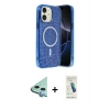 MARSİLYAN™- iPhone 11 Kılıf Eksen Çizgi - Şeffaf Pasifik Cam Ekran Koruyucu + Raze Metal Kamera Lens - MI