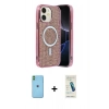 MARSİLYAN™- iPhone 11 Kılıf Eksen Çizgi - Şeffaf Pasifik Cam Ekran Koruyucu + Neon Fosforlu Kamera Lens - YL