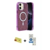 MARSİLYAN™- iPhone 11 Kılıf Eksen Çizgi - Şeffaf Royal Nano Ekran Koruyucu + Rainbow Kamera Lens Koruma Cam - KI