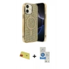 MARSİLYAN™- iPhone 11 Kılıf Eksen Çizgi - Şeffaf Royal Nano Ekran Koruyucu + Rainbow Kamera Lens Koruma Cam - KI