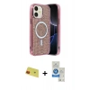 MARSİLYAN™- iPhone 11 Kılıf Eksen Çizgi - Şeffaf Royal Nano Ekran Koruyucu + Rainbow Kamera Lens Koruma Cam - KI