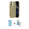 MARSİLYAN™- iPhone 11 Kılıf Eksen Çizgi - Şeffaf Royal Nano Ekran Koruyucu + Neon Fosforlu Kamera Lens - MI