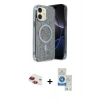 MARSİLYAN™- iPhone 11 Kılıf Eksen Çizgi - Şeffaf Royal Nano Ekran Koruyucu + Pers Alüminyum Kamera Lens - KI