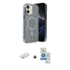 MARSİLYAN™- iPhone 11 Kılıf Eksen Çizgi - Şeffaf Royal Nano Ekran Koruyucu + Renkli Kamera Lens Koruma Cam - PE