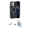 MARSİLYAN™- iPhone 11 Kılıf Eksen Çizgi - Şeffaf Royal Nano Ekran Koruyucu + Renkli Kamera Lens Koruma Cam - PE
