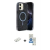 MARSİLYAN™- iPhone 11 Kılıf Eksen Çizgi - Şeffaf Royal Nano Ekran Koruyucu + Renkli Kamera Lens Koruma Cam - SI