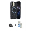 MARSİLYAN™- iPhone 11 Kılıf Eksen Çizgi - Şeffaf Royal Nano Ekran Koruyucu + Kamera Lens Koruma Cam - SF