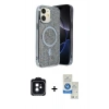 MARSİLYAN™- iPhone 11 Kılıf Eksen Çizgi - Şeffaf Royal Nano Ekran Koruyucu + PVD Metal Kamera Lens - SH