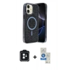 MARSİLYAN™- iPhone 11 Kılıf Eksen Çizgi - Şeffaf Royal Nano Ekran Koruyucu + PVD Metal Kamera Lens - SH