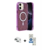 MARSİLYAN™- iPhone 11 Kılıf Eksen Çizgi - Şeffaf Royal Nano Ekran Koruyucu + Pers Alüminyum Kamera Lens - YL