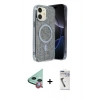 MARSİLYAN™- iPhone 11 Kılıf Eksen Çizgi - Şeffaf Uv Polymer Nano Ekran Koruyucu + Raze Metal Kamera Lens - KI