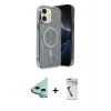 MARSİLYAN™- iPhone 11 Kılıf Eksen Çizgi - Şeffaf Uv Polymer Nano Ekran Koruyucu + Raze Metal Kamera Lens - MI